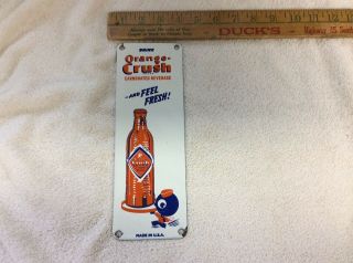 Vintage Orange Crush Beverage Porcelain Push - Pull Door Sign