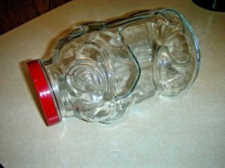 Vintage Libbey Glass Pig Jar With Red Plastic Screw On Nose Lid Canada