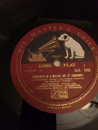 HMV CLP 1032 IDA HAENDEL Brahms Violin Concerto Vinyl Lp 7