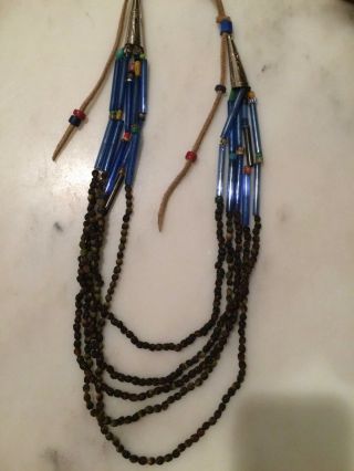 Regalia Necklace Antique Trade Beads & Yaupon Berry Beads Native American Wear