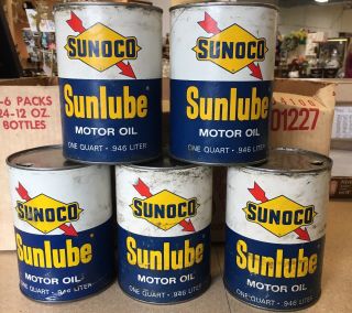 Sunoco Sunlube Motor Oil 1 Quart Cardboard Can (1) Can Only