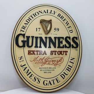 Guinness Extra Stout Sign,  Wooden Oval,  Raised Lettering Man Cave Pub Sign R010