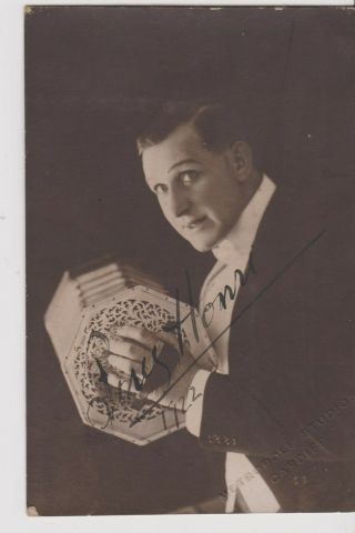 Vintage Concertina Player Percy Honri Signed Pic 1922