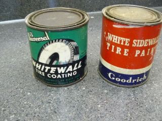Vintage Goodrich Universal Automobile Whitewall Tire Paint Cans - Empty