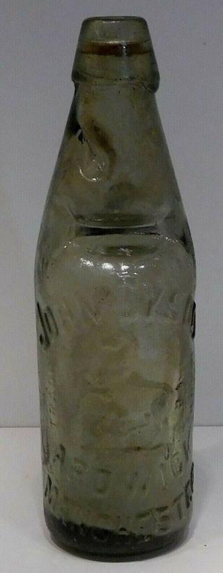 Antique Lite Green Codd Soda Bottle W/ Marble - John Dyson Ardwick Manchester