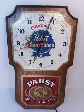Pabst Blue Ribbon Wall Clock Vintage Pbr Bar Advertising P - 1104 Kotler Mfg Read