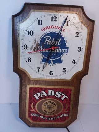 Pabst Blue Ribbon Wall Clock Vintage PBR Bar Advertising P - 1104 Kotler Mfg READ 2
