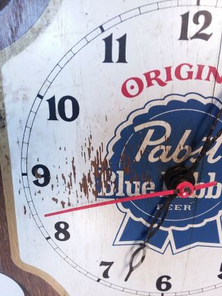 Pabst Blue Ribbon Wall Clock Vintage PBR Bar Advertising P - 1104 Kotler Mfg READ 3