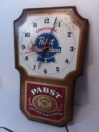 Pabst Blue Ribbon Wall Clock Vintage PBR Bar Advertising P - 1104 Kotler Mfg READ 8