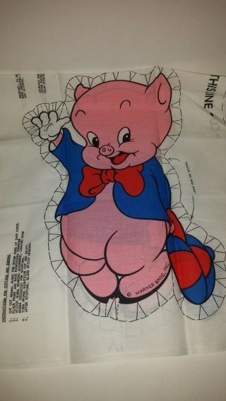 vintage looney tunes porky pig fabric panel for stuffed doll or pillow 3