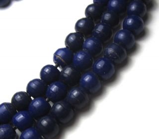 10 " Strand Of 50 Old Small Cobalt Czech " Prosser " Antique Beads