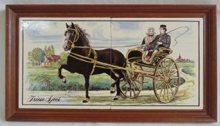 Frisian Friesian Horse Framed Tiles Wall Decoration Horse Cart