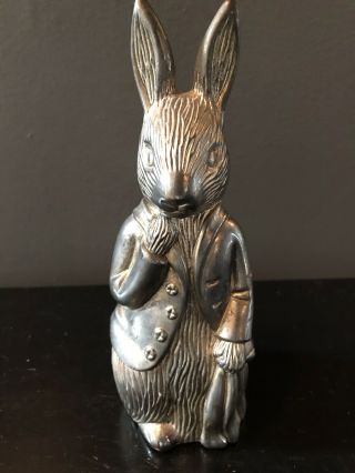 Vintage Peter Rabbit Figure Silver Plated Coin Bank Godinger Warne & Co 6.  5 "