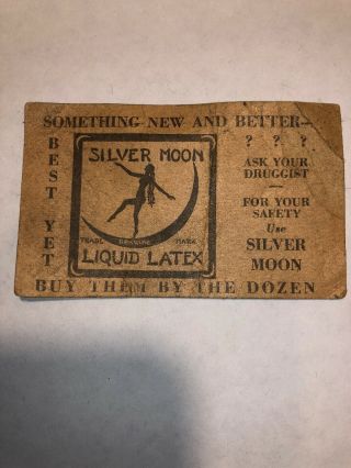 Rare Antique Vintage Silver Moon Liquid Latex Condom Advertising 1920s Joke Card 3