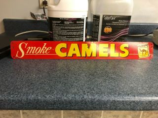 Old Smoke Camels Camel Cigarettes Tin Metal Advertising Strip Sign