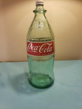 1 - Vintage 64oz.  Acl Glass Coca - Cola Bottle 13”h.