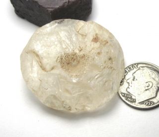 RARE STUNNING LARGE ANCIENT CLEAR CRYSTAL ROCK QUARTZ DISK BEAD 13mm x 34mm 5