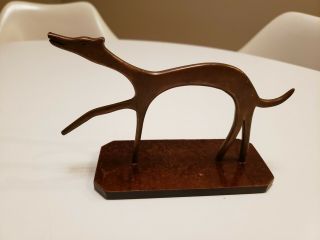 Vintage Bronze Metal Greyhound Sighthound Whippet Statue Raised Paw