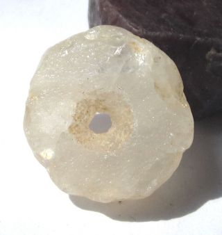 Rare Gorgeous Large Ancient Crystal Rock Quartz Mali Disk/heishi Bead 8mm X 23mm
