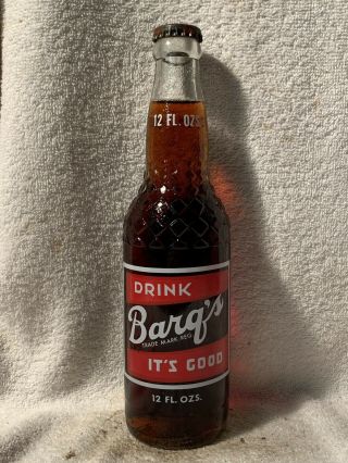 Rare Full 12oz Barq’s Root Beer Red Acl Soda Bottle