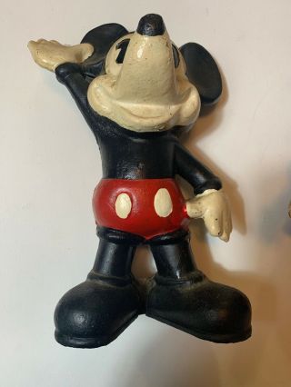 Veey Old Antique 9” Mickey Mouse 8” Minnie Piggy Bank Cast Iron Vintage Disney 2