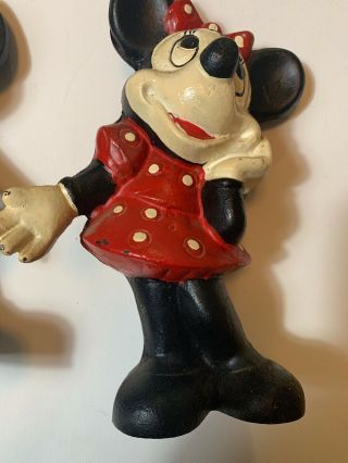 Veey Old Antique 9” Mickey Mouse 8” Minnie Piggy Bank Cast Iron Vintage Disney 3