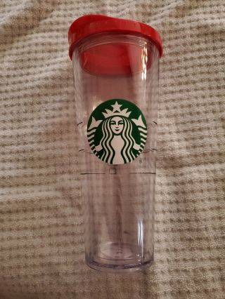 Nwt Starbucks Venti Clear Double Wall Acrylic Cold Cup Tumbler 24oz Red Sip Lid