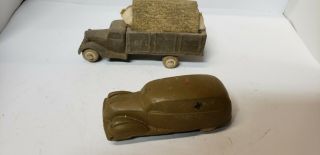 Vintage plastic? toy army truck and ambulance - very old - 6