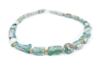 Rectangular Ancient Roman Glass Beads Pastel Colors 11mm Afghanistan Blue