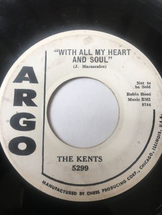 Rare Doo - Wop Promo 45/ The Kents " With All My Heart & Soul " Hear