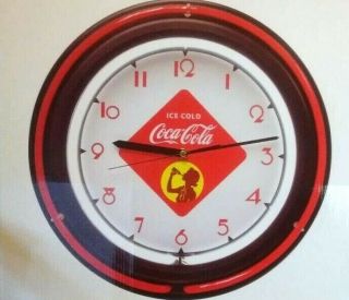 Coca Cola Coke Double Neon Clock Game Room Home Office Gift Bar Garage