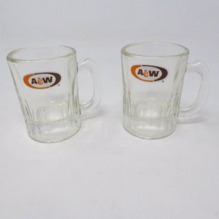 TWO (2) A & W Root Beer MIni Glass Mugs 3 