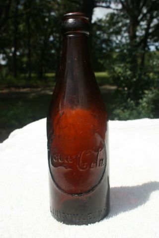 Vintage Amber Straight Side Ss Coca Cola Bottle - - - Louisville,  Kentucky - - Ky
