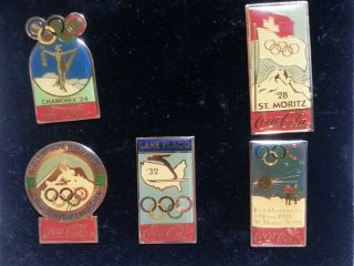COCA - COLA 15th ANNIVERSARY OLYMPIC WINTER GAMES COLLECTOR ' S PIN SET 1 & 3 3