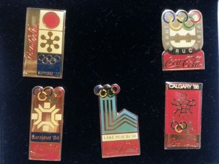 COCA - COLA 15th ANNIVERSARY OLYMPIC WINTER GAMES COLLECTOR ' S PIN SET 1 & 3 5