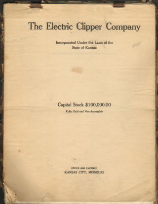 1920 Patent And Photograph Book,  Electric Clipper Co.  Kansas City,  Mo.  Barber