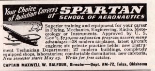 1942 A Ad Spartan School Of Aeronautics Tulsa Balfour Aviation