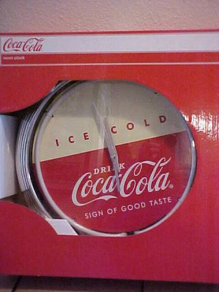 Coca - Cola Neon Ring Clock Coke Soda Sign Very Sharp Off White Face 2