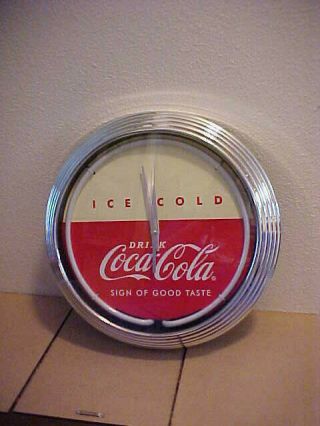 Coca - Cola Neon Ring Clock Coke Soda Sign Very Sharp Off White Face 3