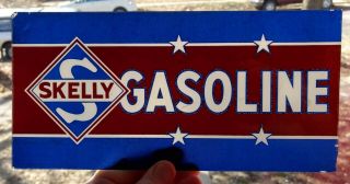 Rare 1950s Skelly Gasoline Glass Pump Plate Sign.  One