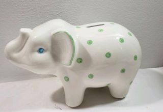 Tiffany & Co Elephant Piggy Bank Green Polka Dots Handpainted