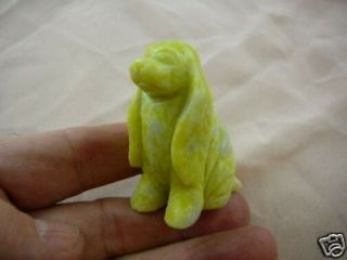 (y - Dog - Cs - 704) Cocker Spaniel Dog Yellow White Gemstone Stone Carving