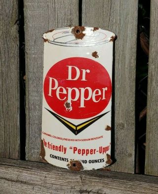 Dr Pepper Porcelain Sign Door Push Soda Pop Rack Display Advertising Vintage