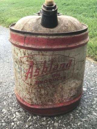 Vintage Ashland Oil Gas 5 Gallon Can Ashland,  Ky Garage Shop Display