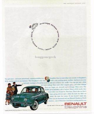 1961 Renault Dauphine Green 4 - Door Sedan Great Turning Radius Vtg Print Ad
