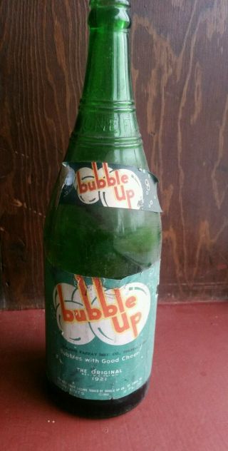 32oz Bubble Up Soda Bottle Paper Label Rare Toledo Parfay Dist.  Co.  Toledo,  Ohio