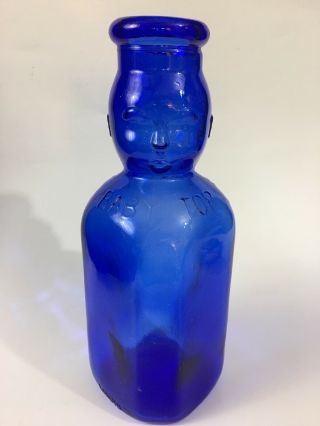 Milk Bottle Brookfield Baby Top Cobalt Blue One Quart Double Face Mr