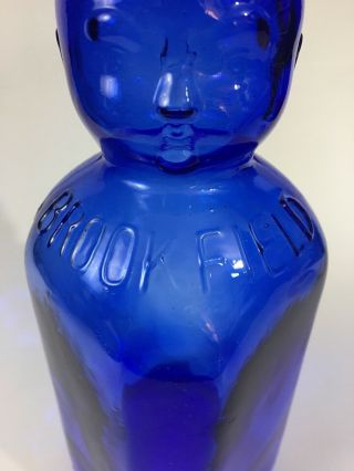 Milk Bottle Brookfield Baby Top Cobalt Blue One Quart Double Face MR 4