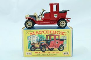 Matchbox Lesney Moy No Y - 11 1912 Packard Landaulet - Made In England - Boxed