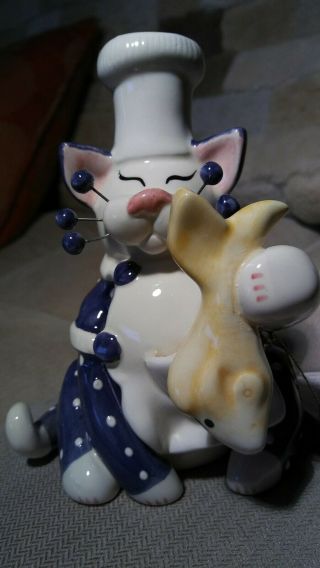 Amy Lacombe Annaco Creations Whimsiclay Ceramic Cat Figurine Rare Chef Pierre